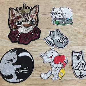 Süße Katze Aufnäher zum aufbügeln, Aufbügler, Katze, Aufnäher für Jacke, Applikation,