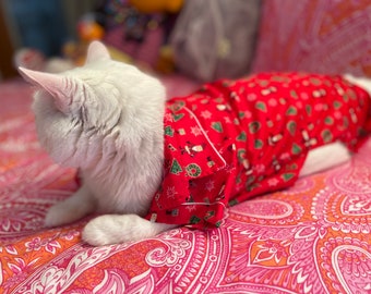 Cat Dog Christmas Pyjamas PJs Festive Cute Christmas Pet Pyjamas Handmade