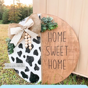 Cow svg, home sweet home svg, cow door hanger, western svg, western door hanger, cow print door hanger svg, cow print svg, cow print decor