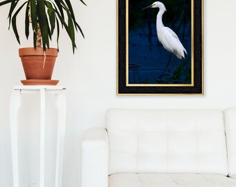 Snowy Egret - Hand Matted Photograph Print -Fast & Free US Shipping!