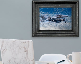 F18 Super Hornet and F4U Corsair- Hand Matted Photograph Print -Fast & Free US Shipping!