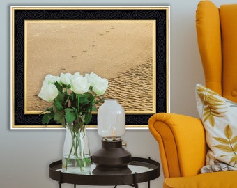 Paw Prints in the Sand - Hand Mounted/Matted Photographic Print-Fast & Free US Shipping!