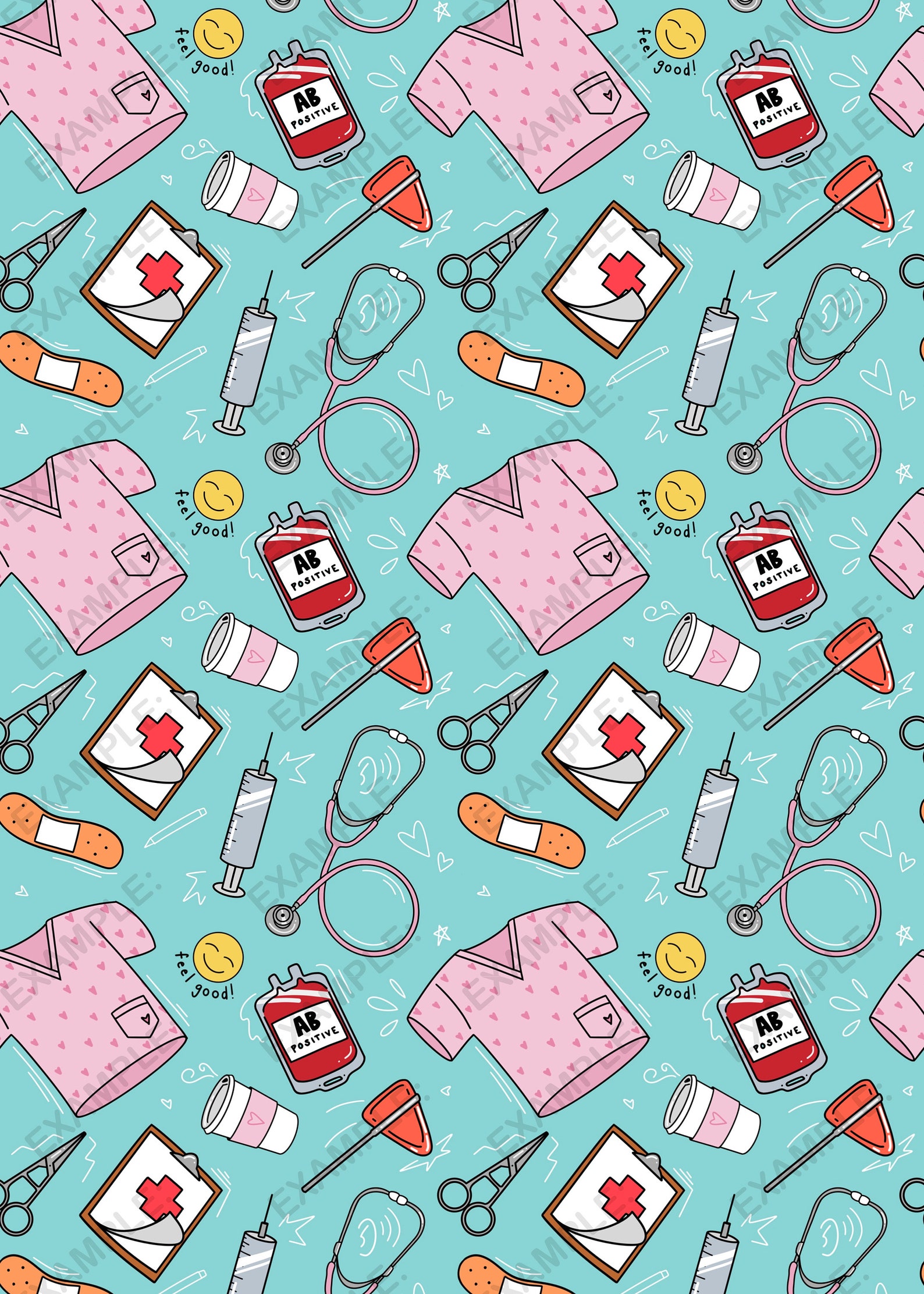Nurse Seamless Pattern Repeating Nurse Background Nurse Etsy