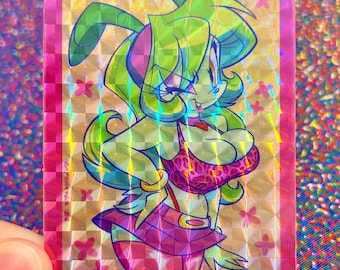 TIFFANY CRICKET 2.2"x3" Prismatic Furry Girl Glossy Sticker