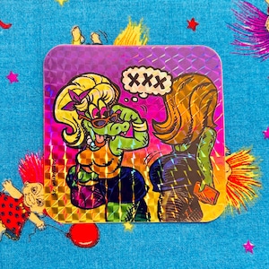 PRISMATISCHES GATOR GIRL 3,25 "x 3,25" Glitzer glänzender Pelzaufkleber
