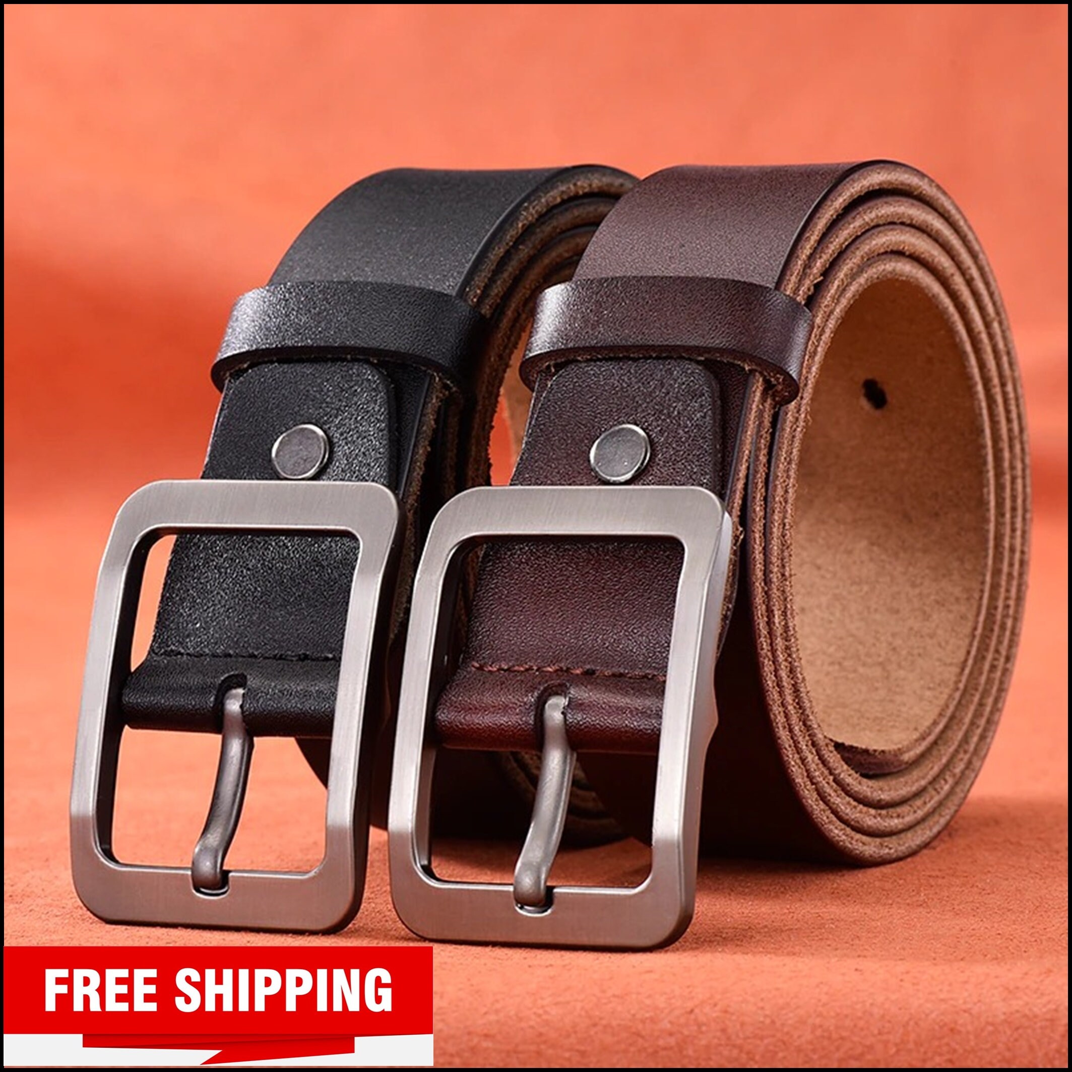Mens Black Genuine Leather Belt Solid Business Formal Casual Auto