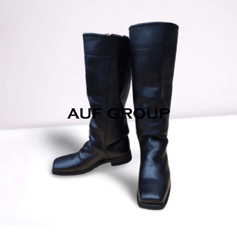 Stove Pipe Leather Boots Handmade Genuine Leather Common Boot Etsy