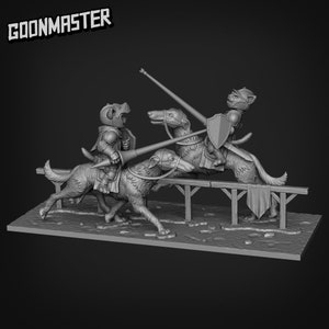 Cat Jousting Diorama | Cantankerous Cats Set | Goon Master Games | 12k 3D prints | Tabletop Miniatures | 32mm