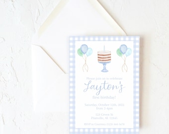 Watercolor Boy Birthday Invitation | Digital Download | H104
