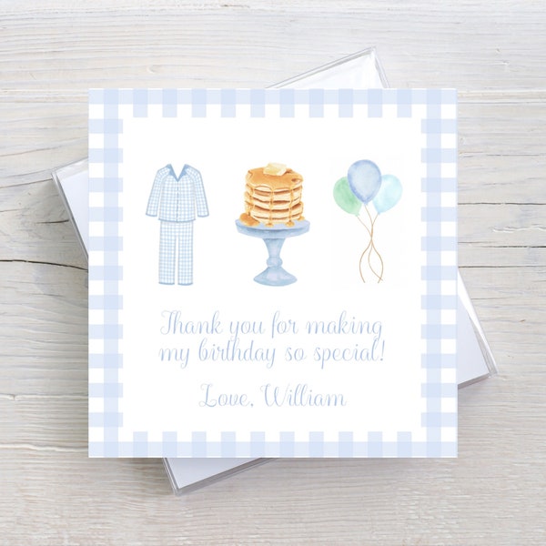 Pancakes & Pajamas Boy Birthday Thank You Tags | Party Favor Tags | Digital Download | H107