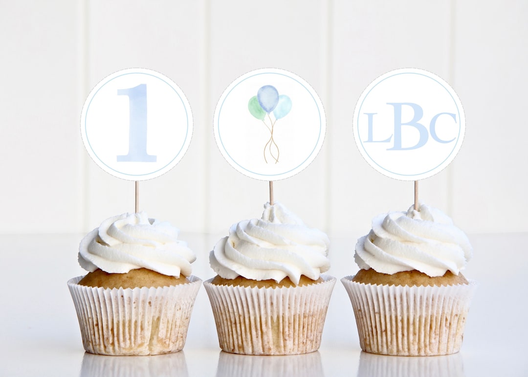 Watercolor Boy Birthday Cupcake Toppers | Digital Download | H104 - Etsy