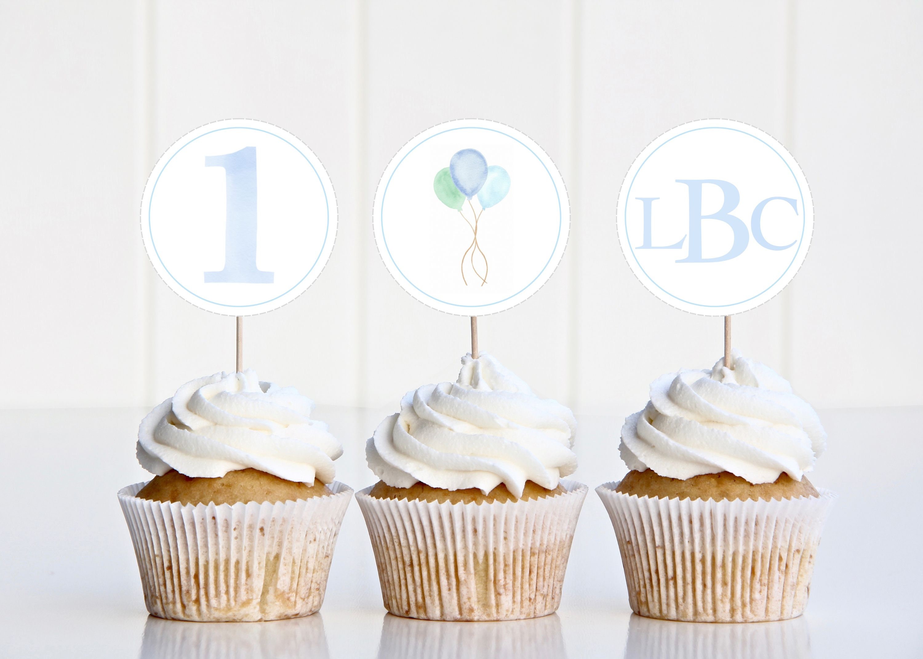 Watercolor Boy Birthday Cupcake Toppers | Digital Download | H104 - Etsy