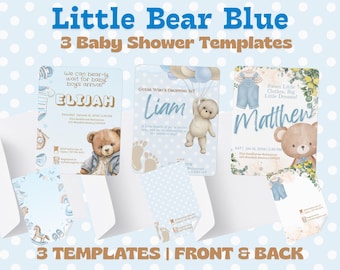 Little Bear Blue 3 Baby Shower Templates