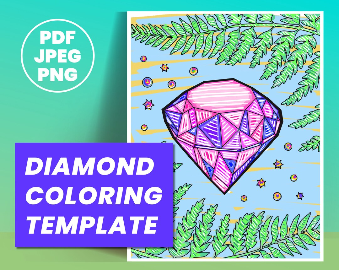 FUN DIAMOND, Leaves Coloring Page (procreate Template and Printable PDF ...