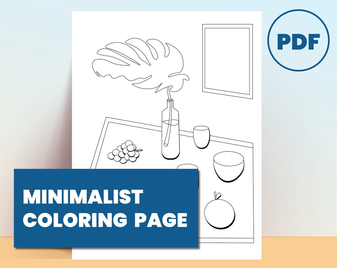 Table Setting Coloring Minimalist Table Setting Coloring Page, PDF for Print and Procreate ...