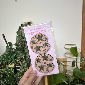 Porta-copos de carro com laço de leopardo: acessórios para porta-copos de neoprene feminino | Conjunto de dois