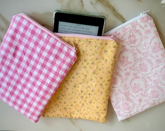 Floral Kindle Sleeve With Zipper | Padded E-Reader Cover | Choose from three designs