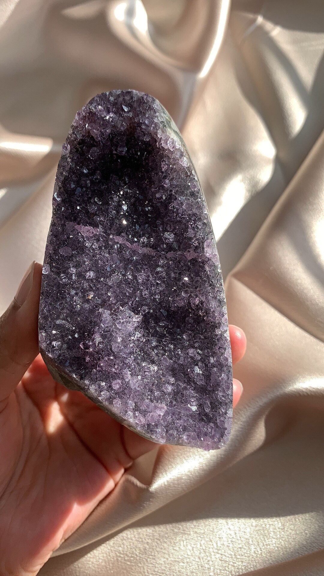 Amethyst Purple Raspberry Grape Purple Rainbow Amethyst Crystal Cut-base With a Rosette - Etsy