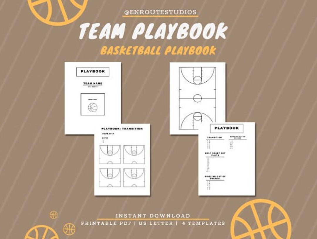 Printable Basketball Playbook, Blank Basketball Diagrams, Blank Half