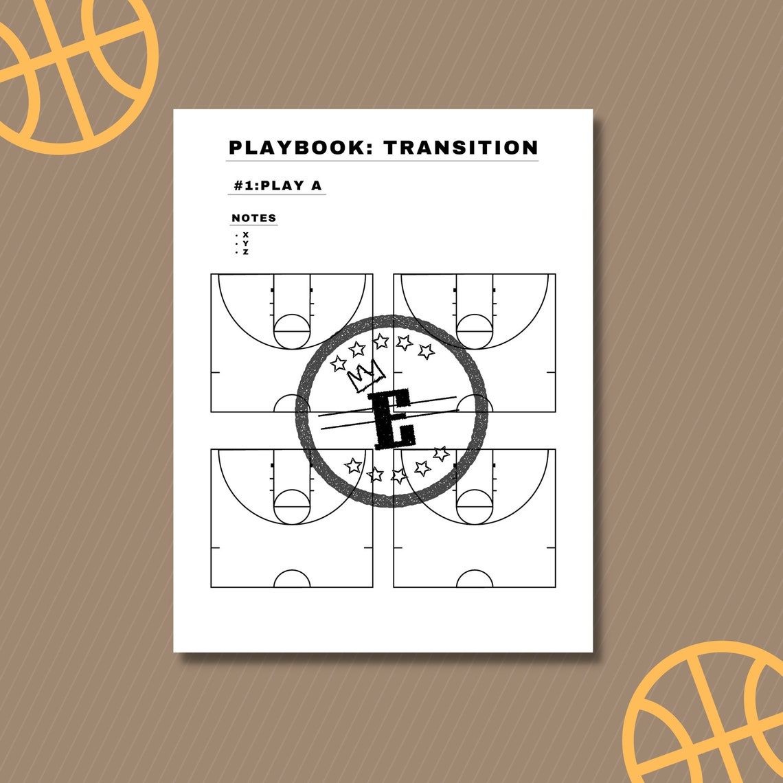 Printable Basketball Playbook, Blank Basketball Diagrams, Blank Half ...