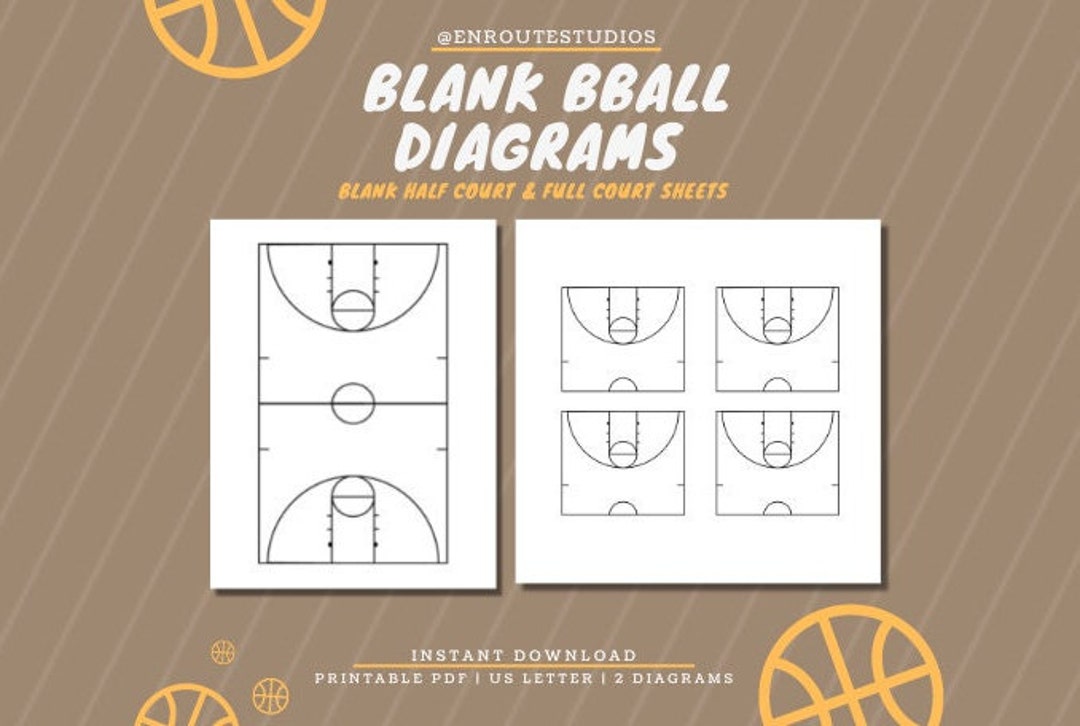 Printable Basketball Diagrams, Blank Basketball Notes, Blank Half Court
