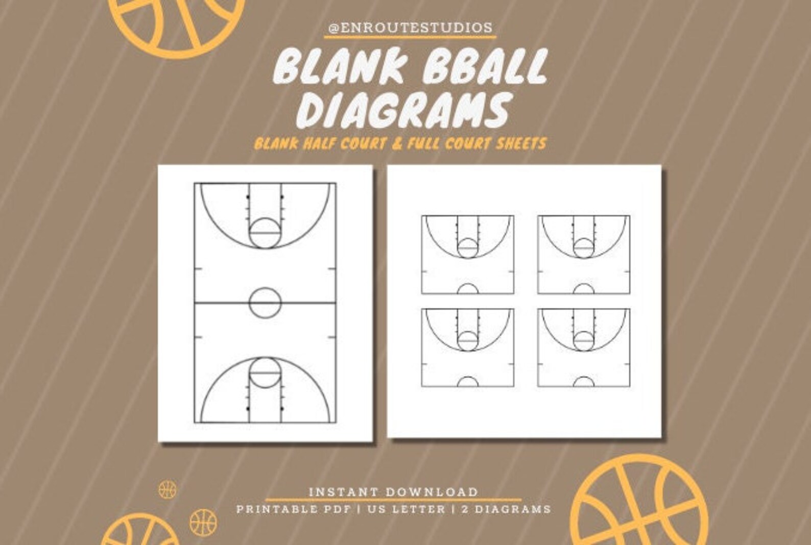 Printable Basketball Diagrams, Blank Basketball Notes, Blank Half Court ...