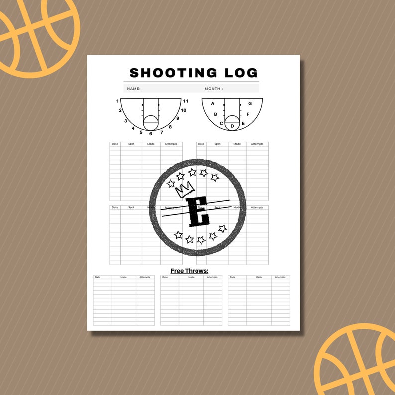 Printable Basketball Log, Basketball Jump Shooting Tracker, Daily ...