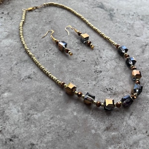 Multi-Metallic Glass Necklace & Earring Set