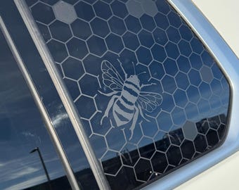Bee Honeycomb Full Coverage Car Window Decal, Vinyl Decal Sticker, Rear Window Decal, Car Accessories