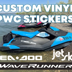 Custom Personal Watercraft Decals Stickers Set of Two. Personalize your jet ski, sea doo, wave runner. FREE SHIPPING.
