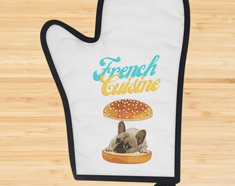 Funny French Bulldog Oven Mitt: French Cuisine Kitchen Potholder