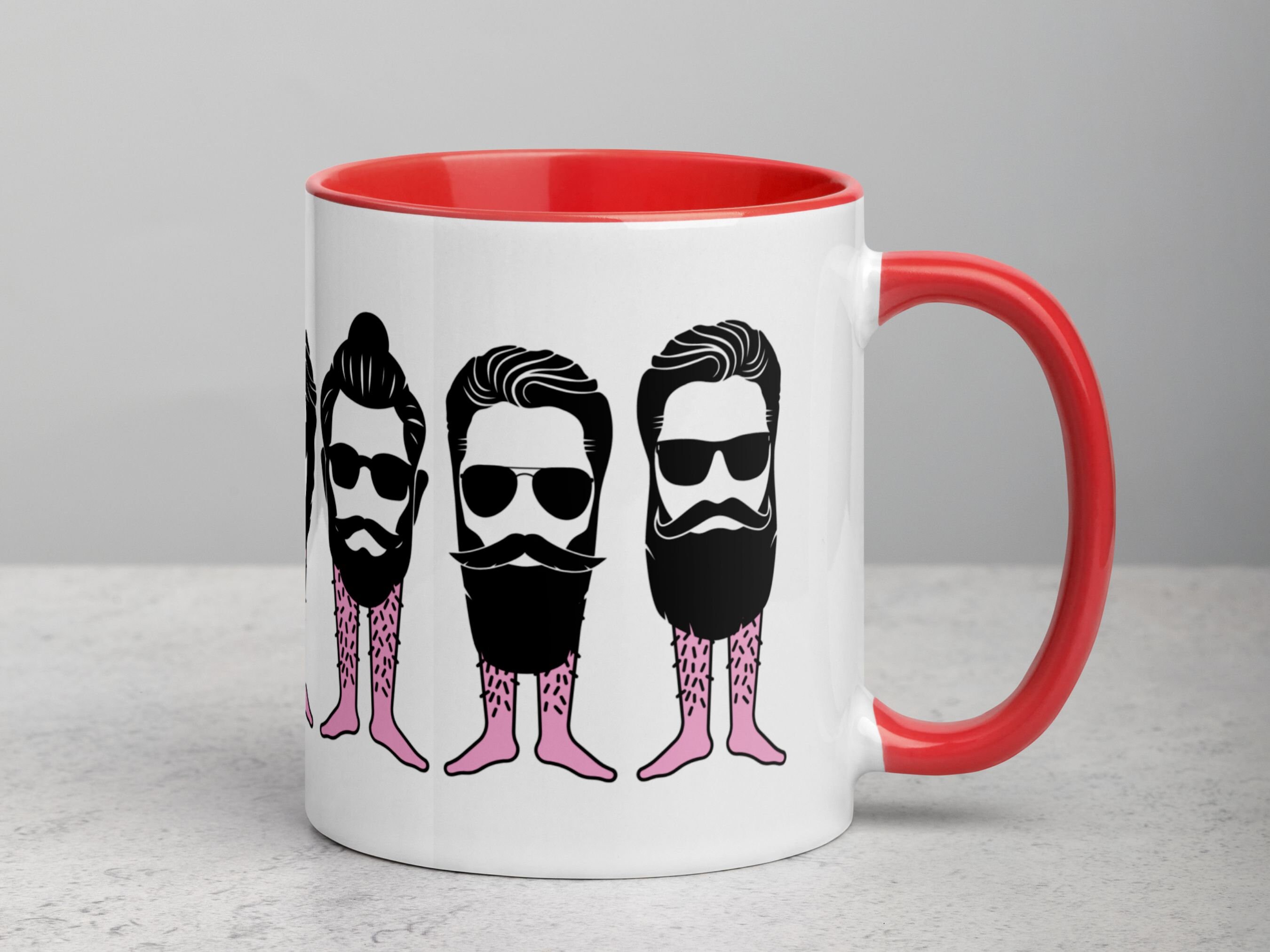 Funny Weird Beards and Man Buns Coffee Mugs. Silly Manly Men With Hairy ...