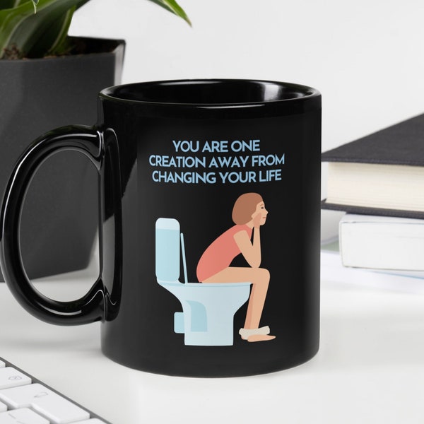 Poop coffee mugs with motivational quote. Funny weird dad joke gifts for guys, boyfriend, husband, men.