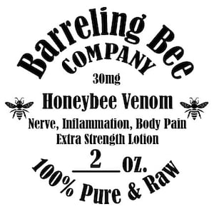 Honeybee Venom Nerve, Inflammation and Body Pain Lotion 2oz.                                    FRESH HONEYBEE VENOM!!!