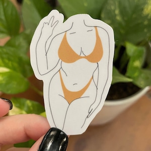 bikini girl peace sign sticker