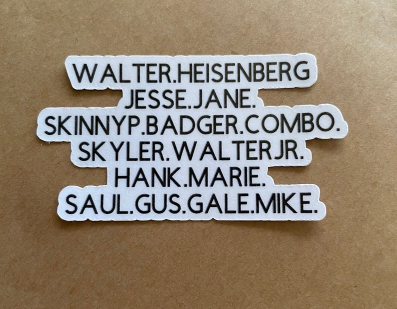Breaking Bad Name Sticker Etsy