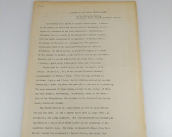 A History Of The Stroud Mansion House Alfred D. Sumberg Monroe County Manuscript