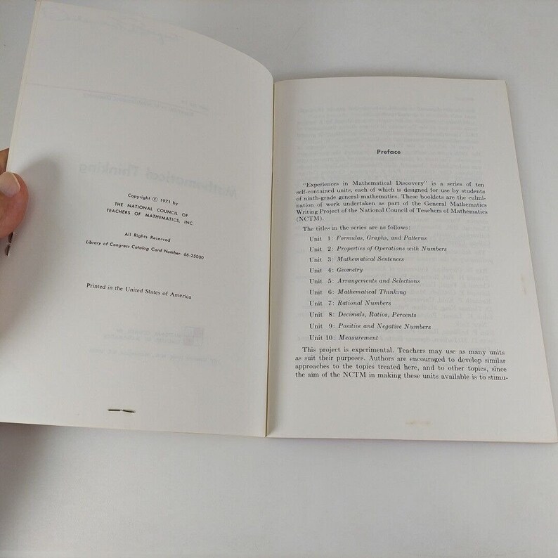 Experience Math Book Mathematical Thinking Experiences in Mathematical Discovery #6, 1971 ...