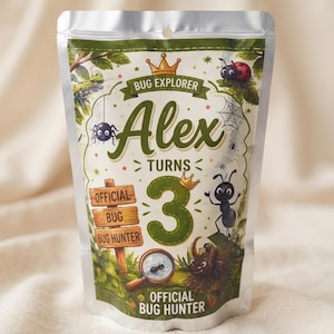 Sachets cadeaux personnalisés pour une fête d'anniversaire sur le thème des insectes, Sachets à friandises personnalisés pour les chasseurs d'insectes, Cadeaux pour une fête d'anniversaire sur le thème des insectes, Sachets à friandises pour anniversaire d'enfants
