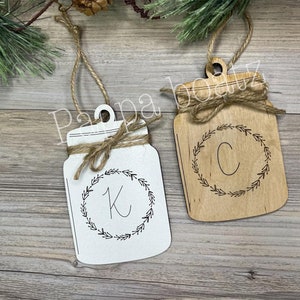 mason jar  initial Christmas Ornament digital file/ Glowforge svg/ Laser Ready