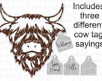 Highland cow digital file/ Glowforge svg/ Laser Ready /highland cows / laser ready svg file