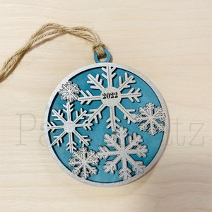2022 Snowflake Christmas Ornament digital file/ Glowforge svg/ Laser Ready