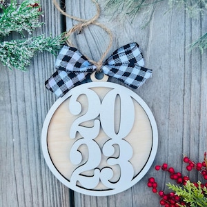 2023 Round Christmas ornament digital file/ Glowforge svg/ Laser Ready