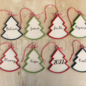2022 Christmas Ornament Bundle digital file/ Glowforge svg/ Laser Ready