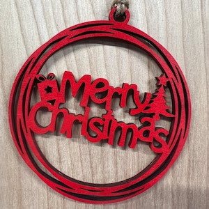Merry Christmas Ornament digital file/ Glowforge svg/ Laser Ready