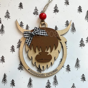 2023highland cow Ornament digital file/ Glowforge svg/ Laser Ready