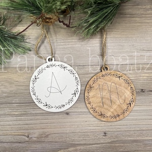 monogram initial Christmas Ornament digital file/ Glowforge svg/ Laser Ready