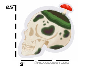 Cottage core skull sticker