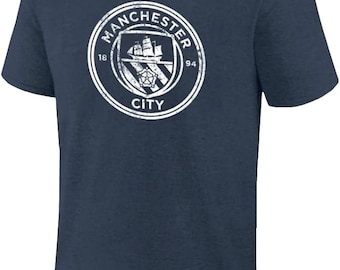 Manchester City Soccer Cotton Tee T-shirt Adult Size Grey - Personalized Your Name and Number