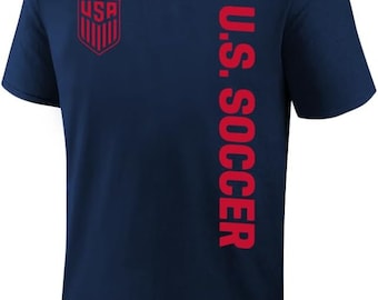 USMNT Soccer T-Shirt: Navy Adult Size with Red Logo - Personalized